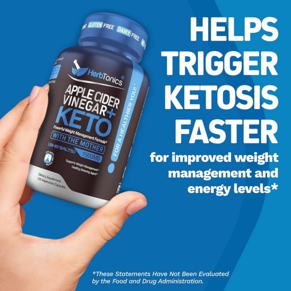 Apple Cider Vinegar Capsules Plus Keto BHB | Fat Burner & Weight Loss Supplement for Women & Men | Appetite Suppressant - Image 5