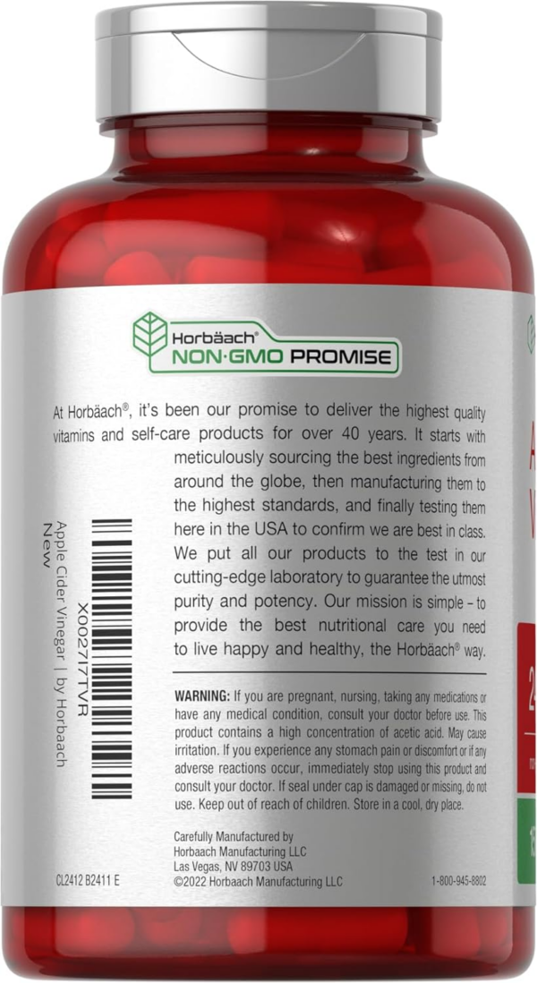Apple Cider Vinegar Capsules | 2400mg | 150 Count | Non-GMO, Gluten Free Supplement - Image 3