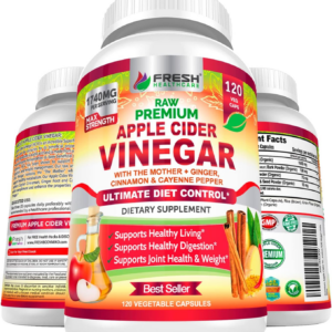 Apple Cider Vinegar Capsules Max 1740mg with Mother - 100% Natural & Raw with Cinnamon, Ginger & Cayenne Pepper - Ideal for Healthy Living, Detox & Digestion -120 Vegan Pills