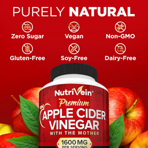 Apple Cider Vinegar Capsules with Mother - 1600mg - 120 Vegan Pills - Supports Healthy Diet, Digestion, Keto, Cleanser - Best Supplement for Immune System - ACV Raw - Image 6