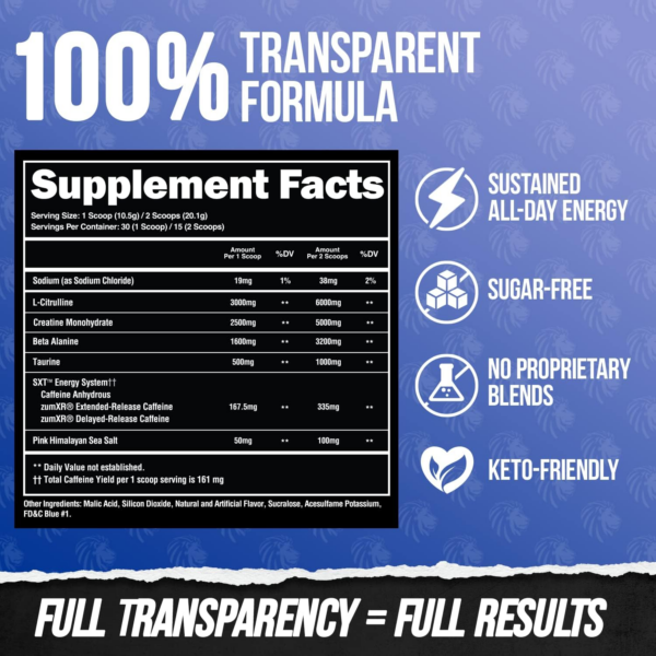 Core Pre Workout Powder with Creatine for Performance, Beta Alanine for Muscle, L-Citrulline for Pump & Tri-Source Caffeine for Sustained Energy (30 Servings) - Image 5