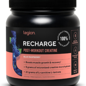 Recharge Post Workout Supplement - All Natural Muscle Builder & Recovery Drink With Micronized Creatine Monohydrate. Naturally Sweetened & Flavored, Safe & Healthy. (Blue Raspberry, 60 Serving)