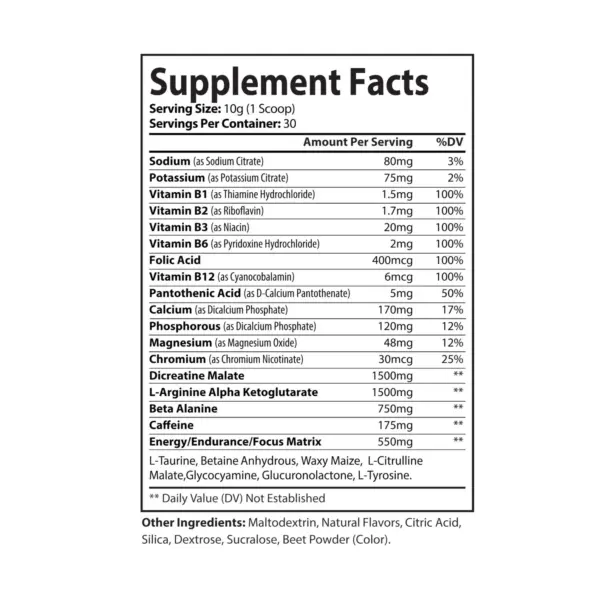 Pre-Workout Supplement, Watermelon (300g, 10.58oz) - Image 2